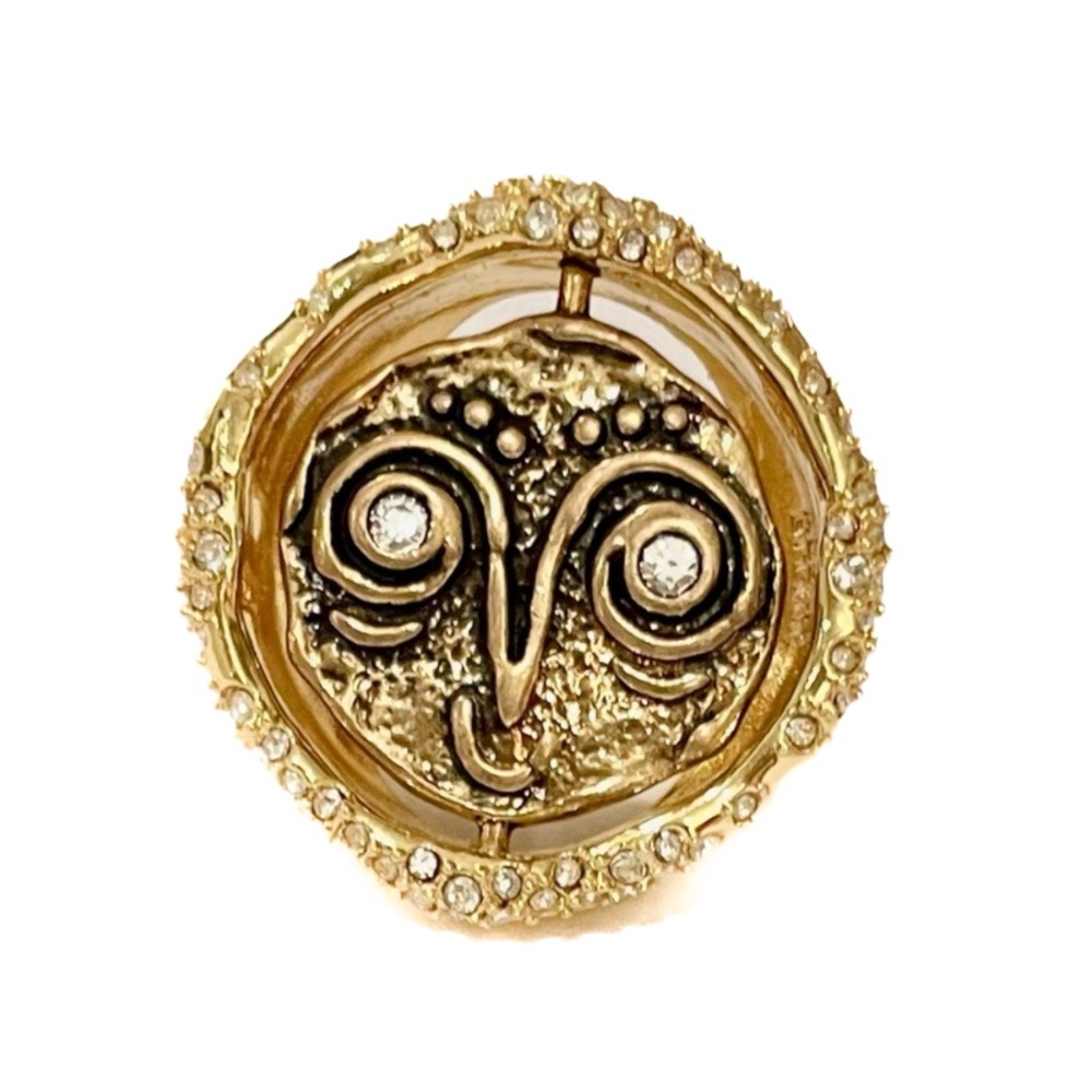 ALEXIS BITTAR Gold & Crystal Encrusted Revolving Ancient Coin Ring - Picture 2 of 9